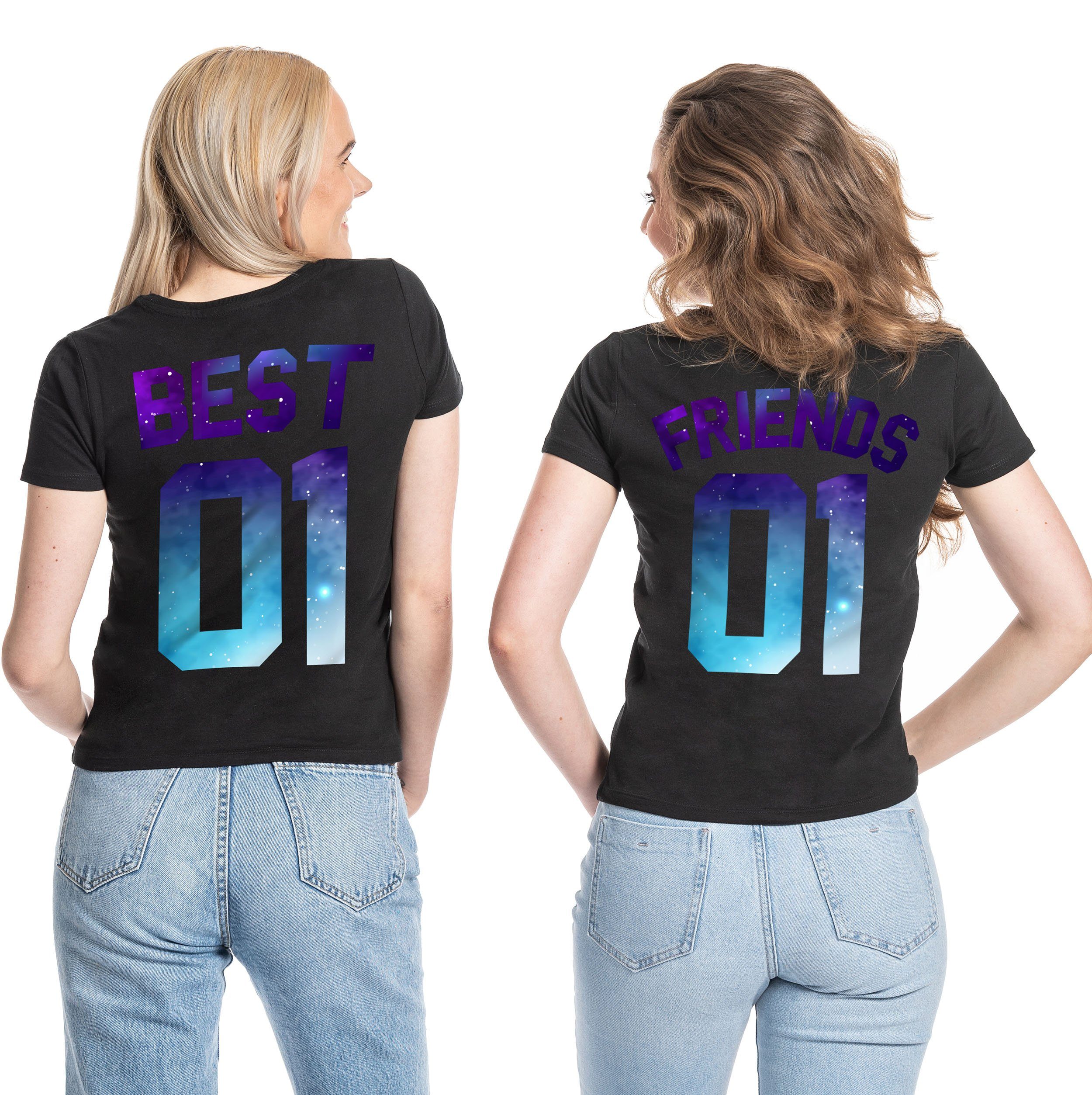 Couples Shop Print-Shirt Best Friends Night Damen T-Shirt Set Beste Freunde  mit modischem Print