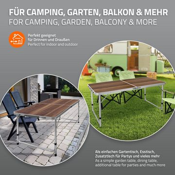 ECD Germany Campingtisch Campingmöbel Klappmöbel Klapptisch Falttisch, Braun 120cm Alu-Rahmen MDF