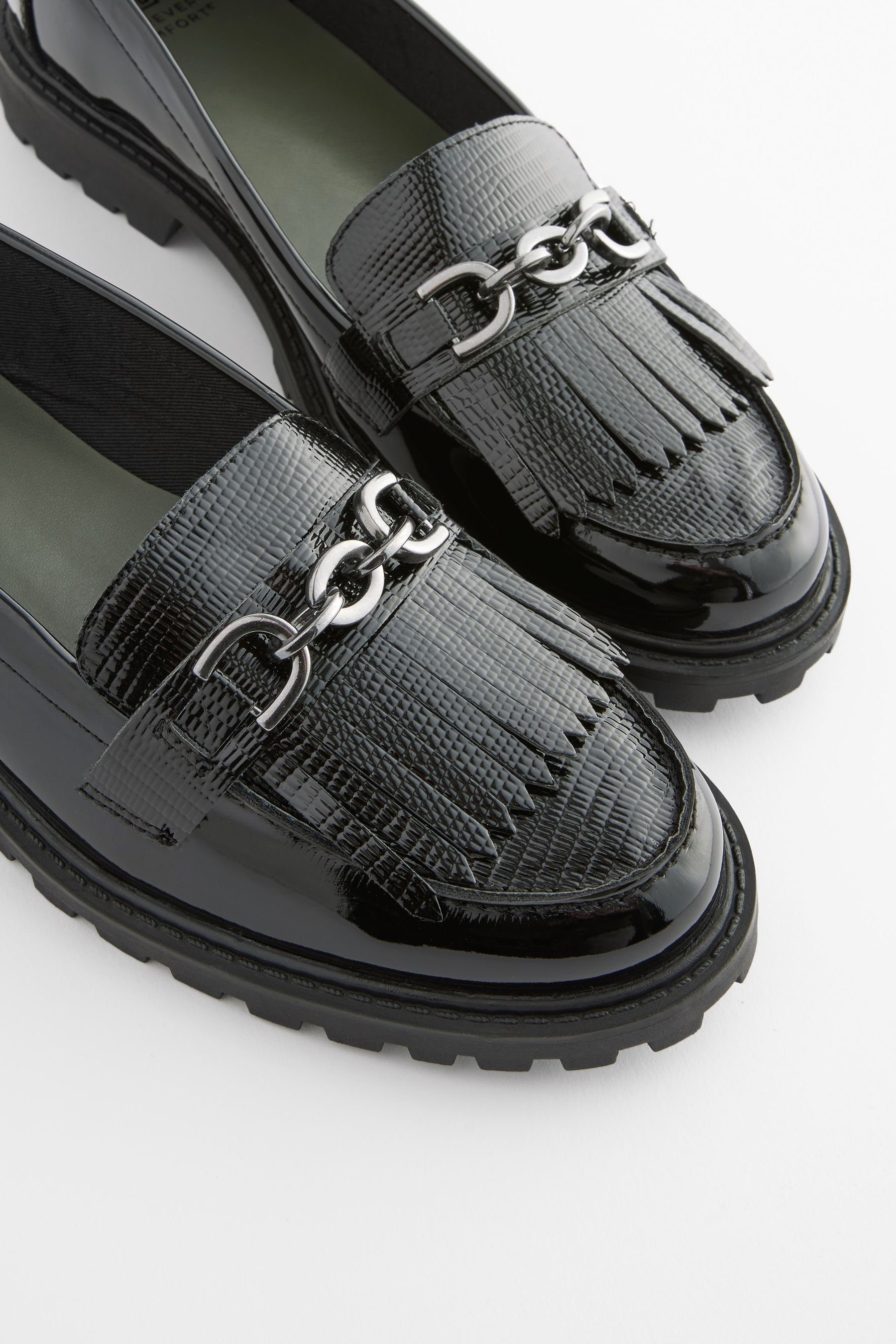 (1-tlg) mit Loafer Comfort® Black Forever Next Loafer Kettenbesatz
