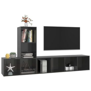 vidaXL Kleiderschrank 3-tlg TV-Schrank-Set Hochglanz-Grau Spanplatte