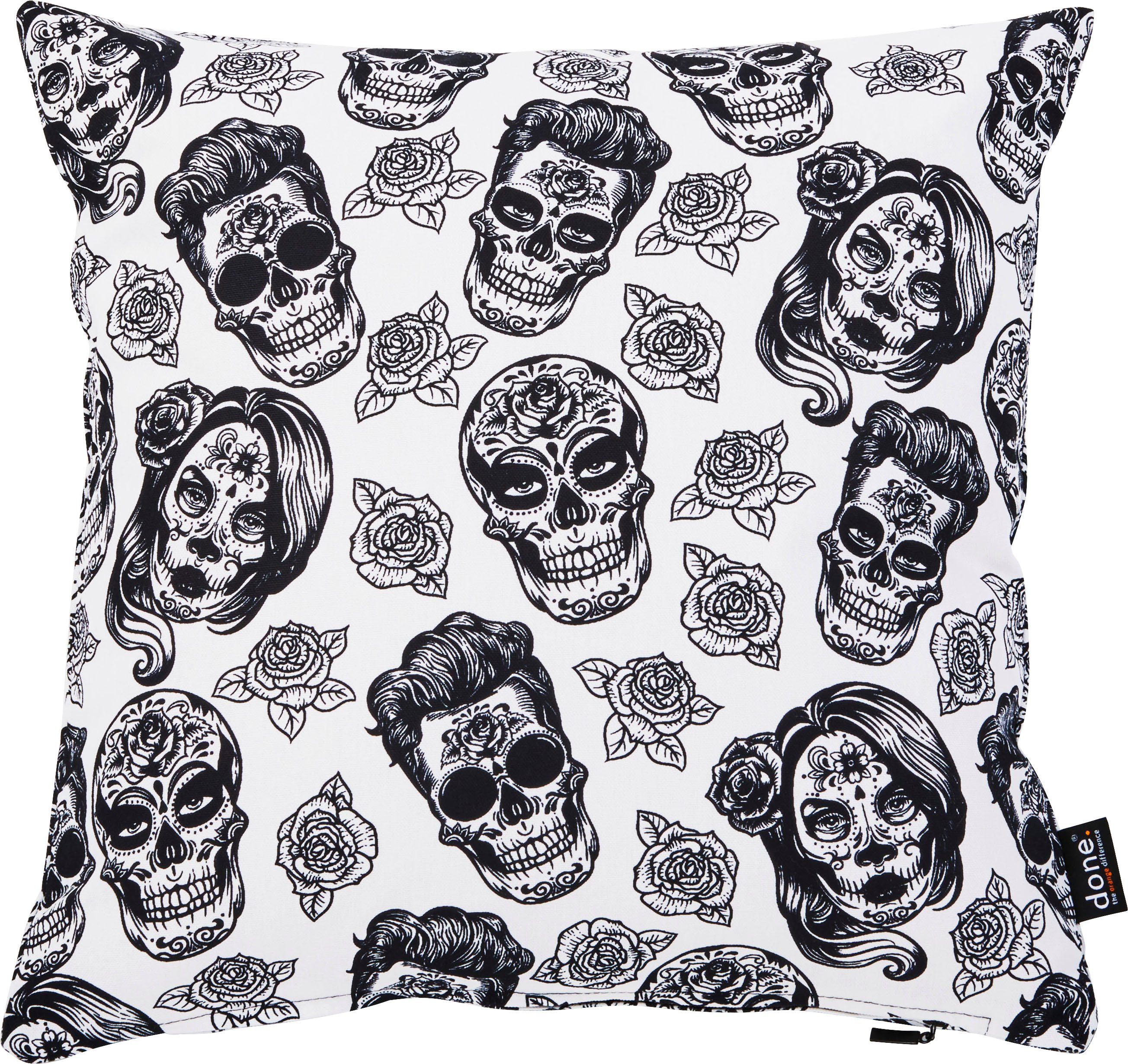 done.® Dekokissen Panama Print Skulls, Beidseitig bedruckte Kissenhüle ohne Füllung, 1 Stück