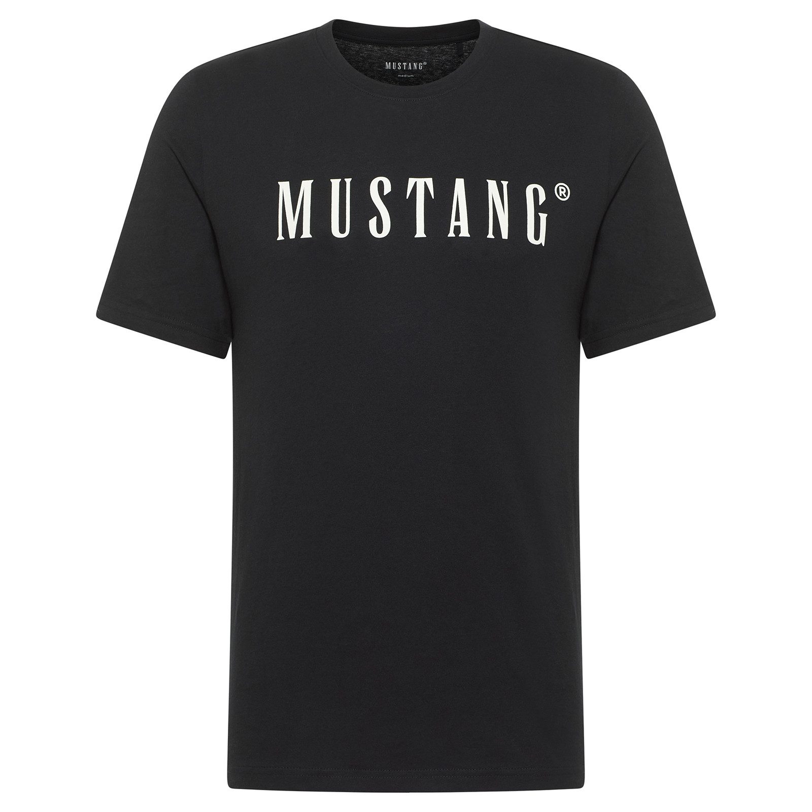 MUSTANG Rundhalsshirt Mustang Übergrößen Logoprint T-Shirt schwarz Austin