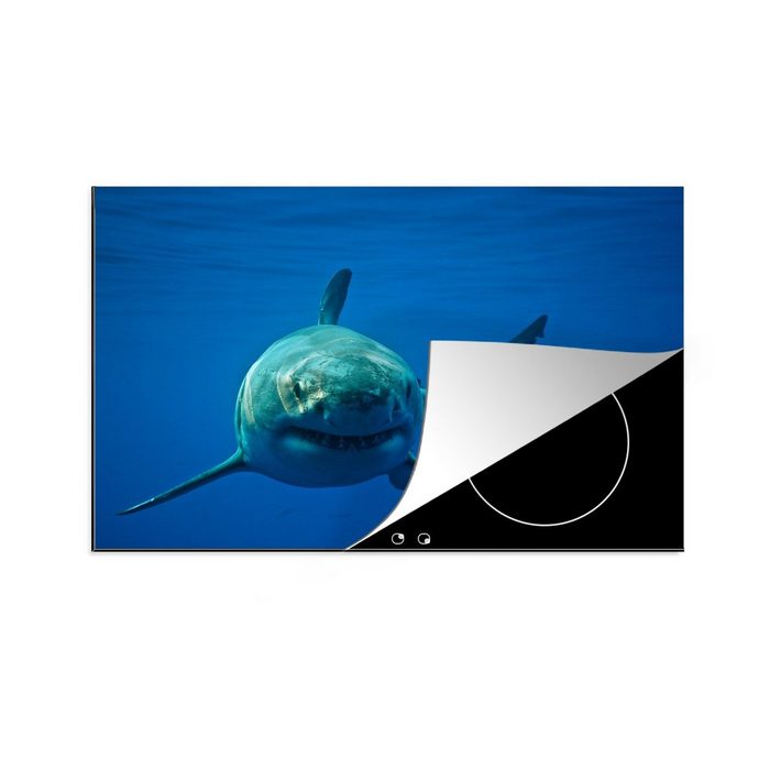 MuchoWow Herdblende-/Abdeckplatte Weißer Hai schwimmt im Ozean Vinyl (1 tlg) Ceranfeldabdeckung für die küche Induktionsmatte