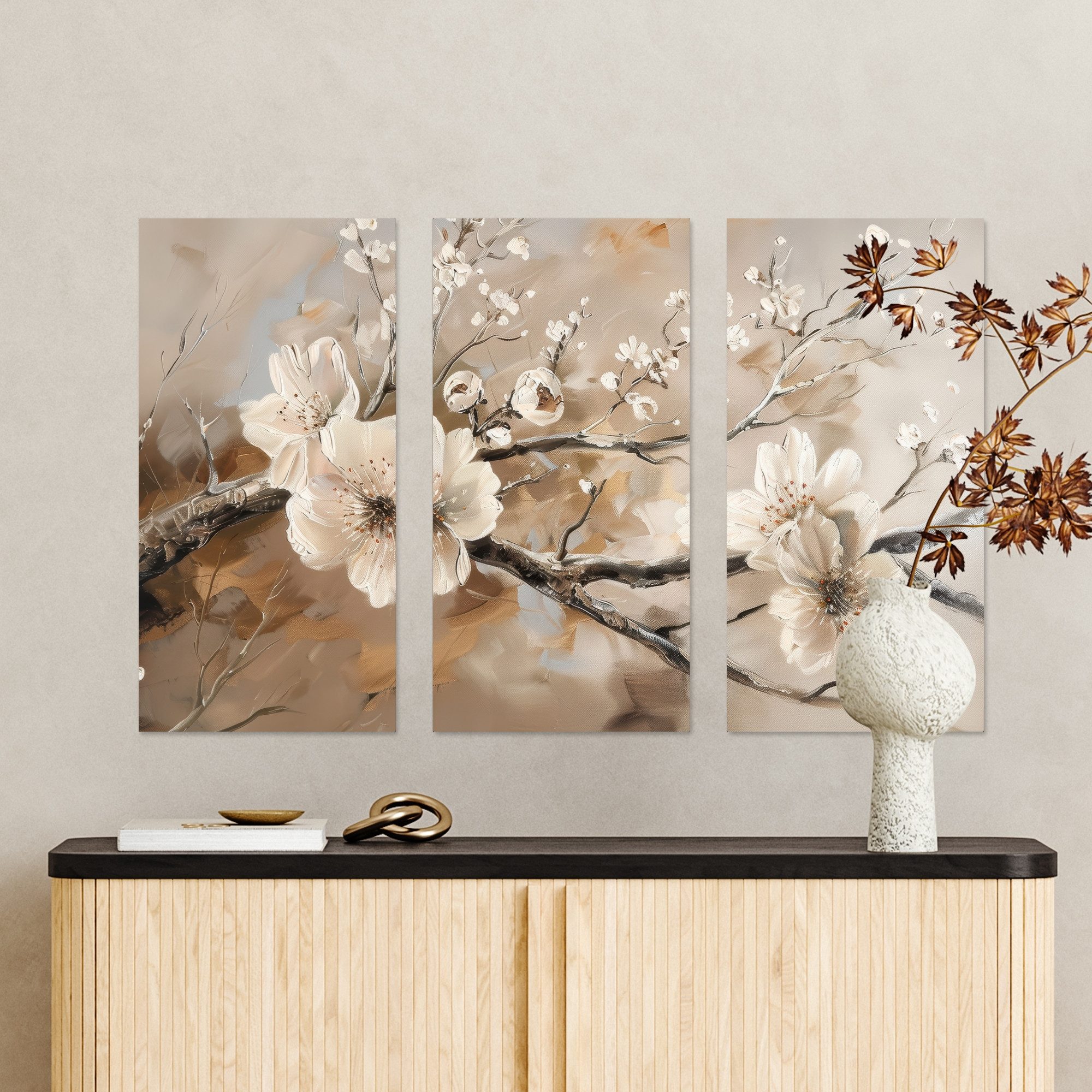 MuchoWow Leinwandbild Blüte - Beige - günstig online kaufen