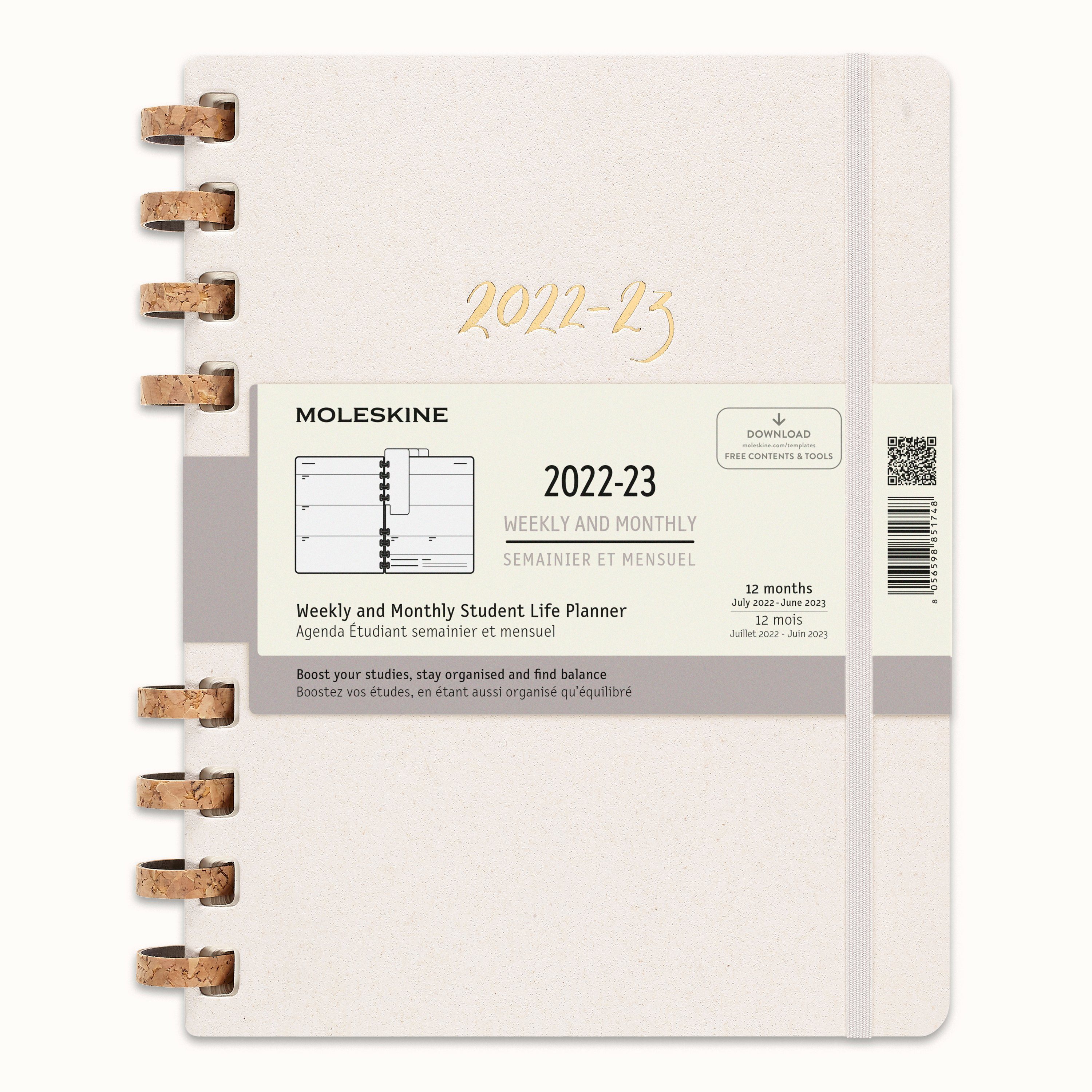 MOLESKINE Buchkalender, 12 Monats Studienplaner Mit Spiralbindung 2022/2023  - Wochen-Monatskalender - Hard Cover