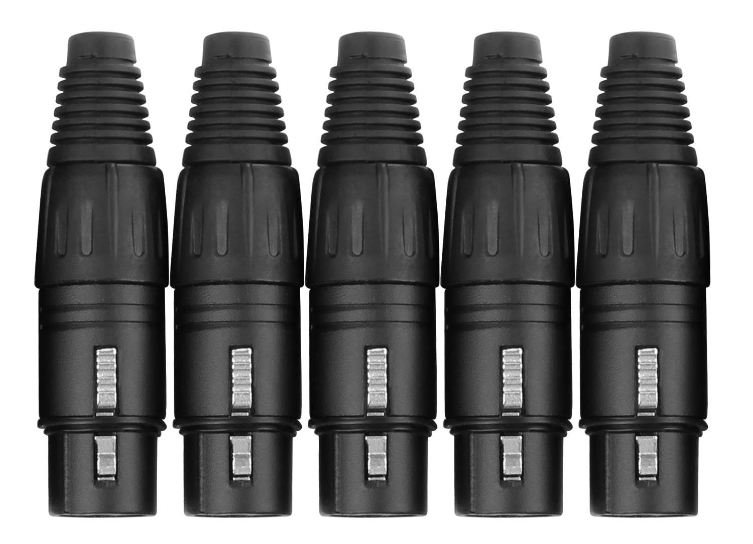 Pronomic Затыкатьset XLR-Female 5-Stück Audio-Adapter XLR 3-polig weiblich, Hochwertige Spannzangen-Zugentlastung