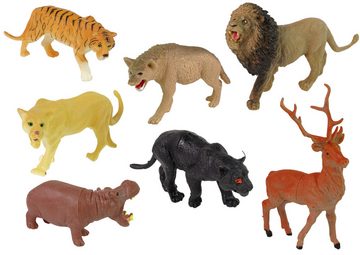 LEAN Toys Spielfigur Figurenset Groß Wildtiere Safari Zubehör Afrika Set Nilpferd Hirsch