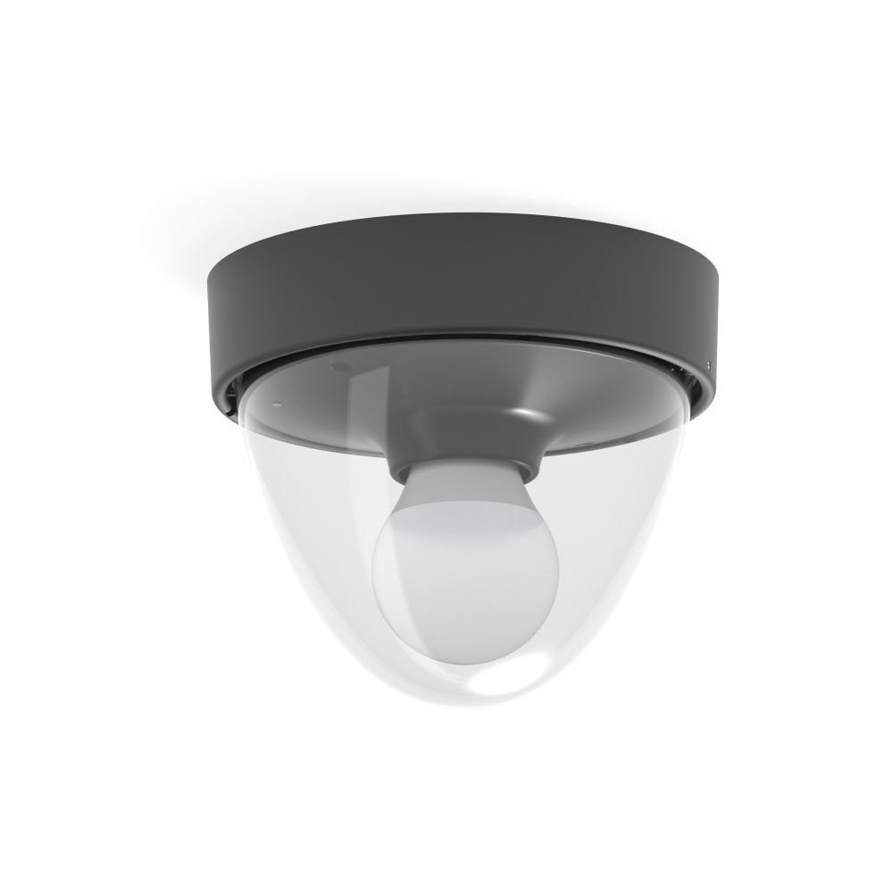 Licht-Erlebnisse Ø18cm E27 MAIRA, dampfgeschützt Deckenlampe Deckenleuchte Leuchtmittel, IP44 klein Schwarz Badezimmer ohne