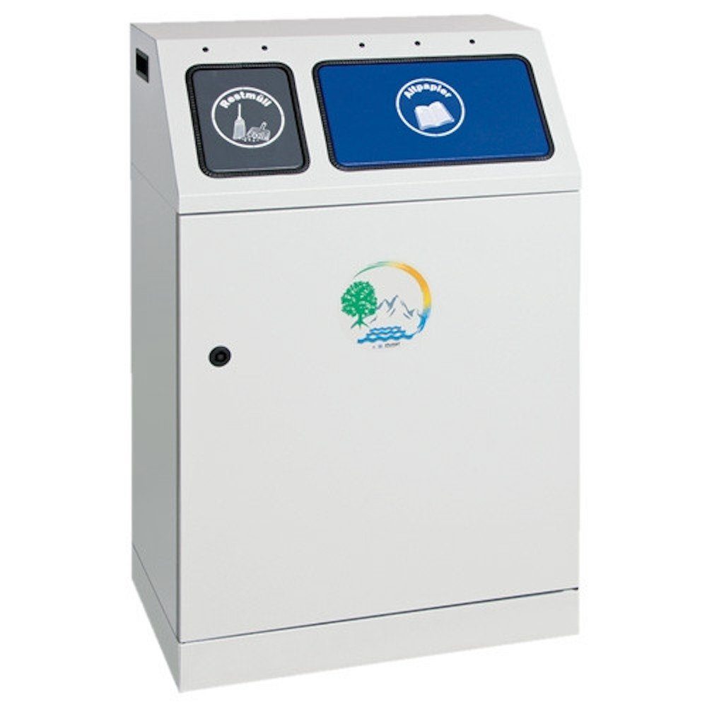 Mülltrennsystem Wertstoffsammler selbstschließend, 1x30, 1x60L, HxBxT 92x58x38cm, Blau