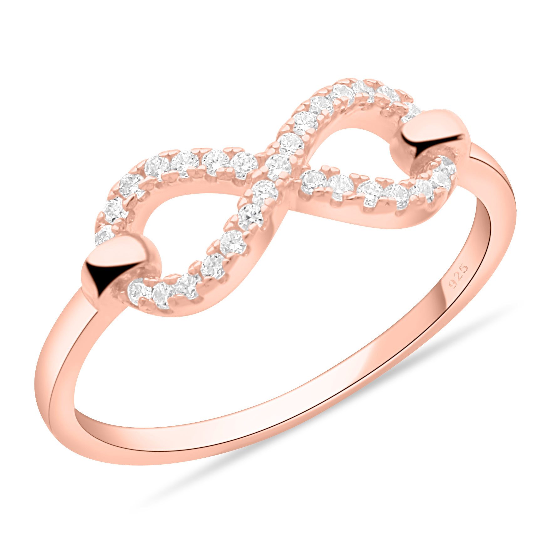 TONY FEIN Silberring Unendlichkeitsring 585er Rosé Vergoldet 925er Silber Massiv Zirkonia Made in Italy für Damen mehr