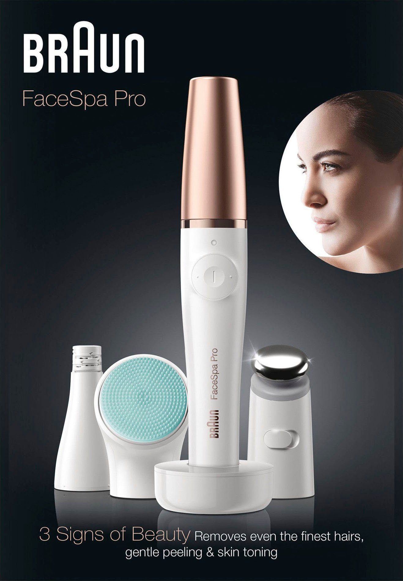 Braun Gesichtsepilierer FaceSpa Pro 913, Massagepad zur Vitalisierung der  Gesichtshaut für eine sanftere Haut