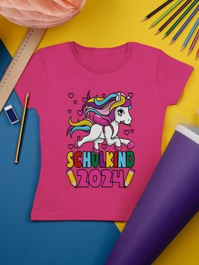Shirtracer T-Shirt Schulkind 2024 I Einhorn Unicorn Einschulung Mädchen