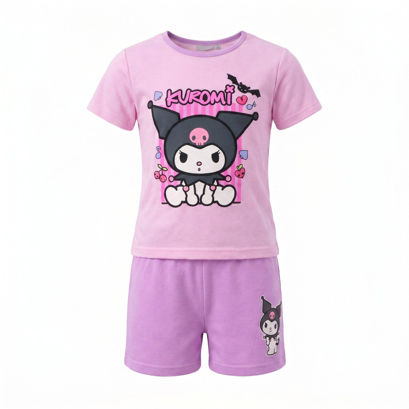 Hello Kitty Schlafanzug Hello Kitty Kuromi Kinder Mädchen Schlafanzug Pyjama Shirt Shorts (1 tlg) Gr. 98 bis 128 - 100% Baumwolle