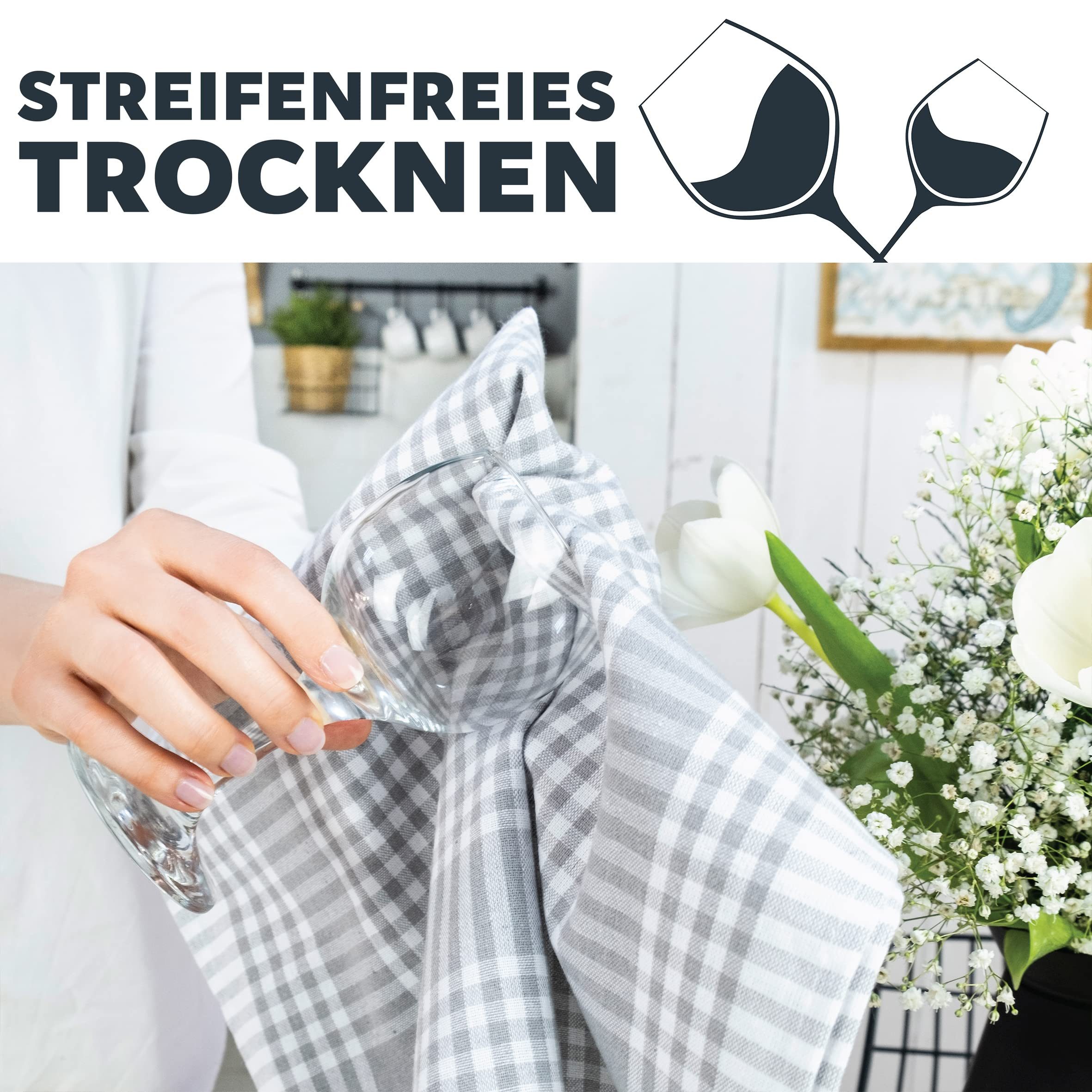 Laynenburg Geschirrtuch 10er Set Premium Geschirrtücher aus Baumwolle 45x65 cm fusselfrei, (10-tlg), Küchentücher fusselfrei & modern Vintage Küchenhandtücher