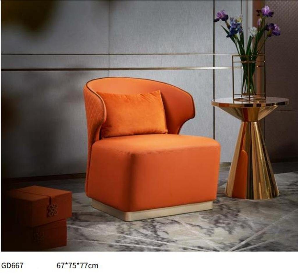 JVmoebel Sessel, Sessel Orange Luxus Stoff Wohnzimmer Textil Neu Kreative Modern
