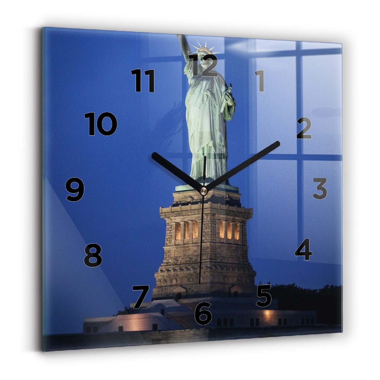 Tulup Wanduhr Glas Wanduhr Mit Motiv Freiheitsstatue New York Wanduhr Aus Glas