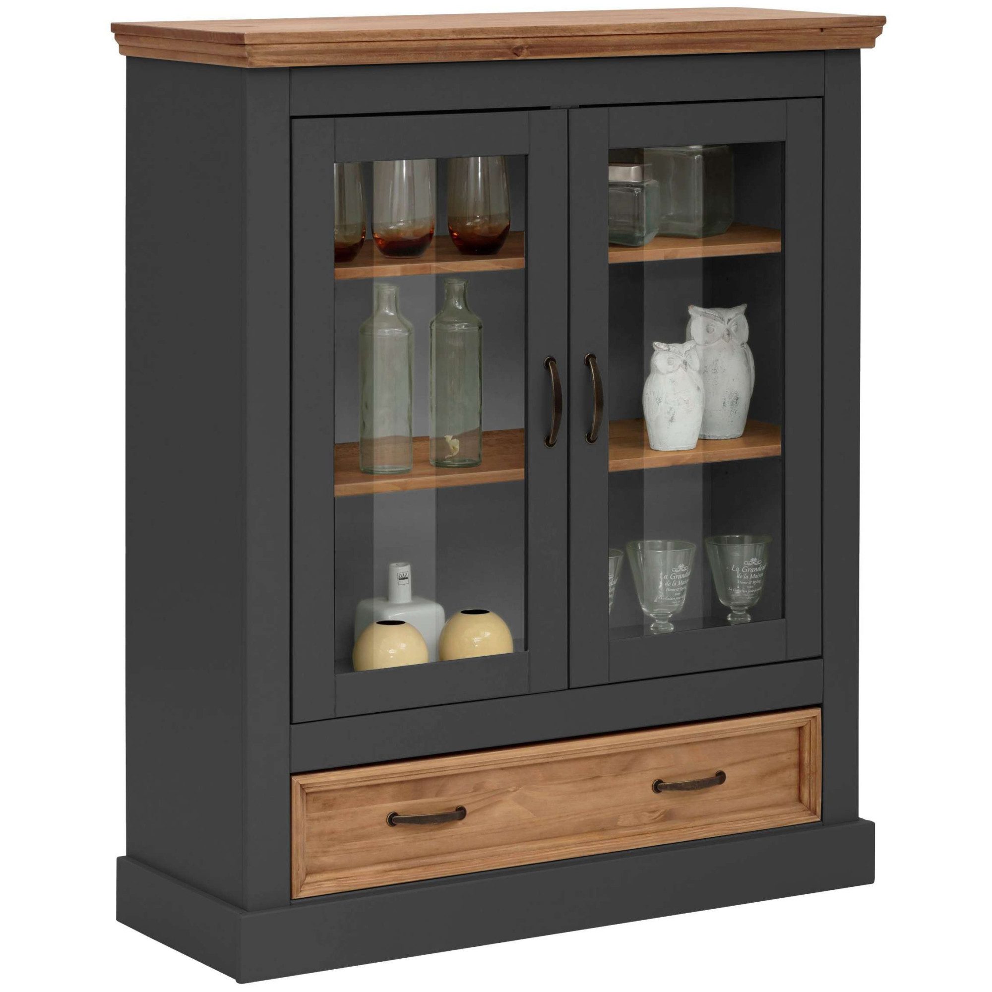 Home affaire Vitrine Selma Highboard aus massivem Kiefernholz, mit Griffen günstig online kaufen
