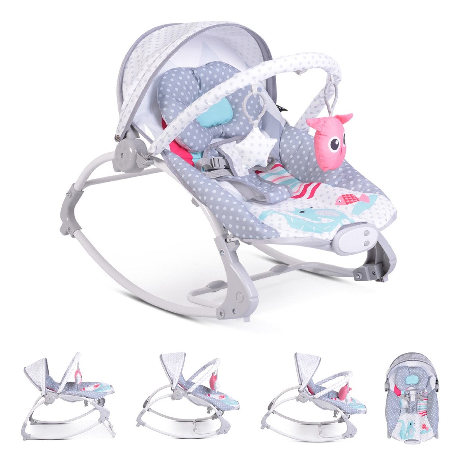 Moni Babywippe Babywippe Lovely Forest, Melodien Vibration, Kissen, Rückenlehne verstellbar