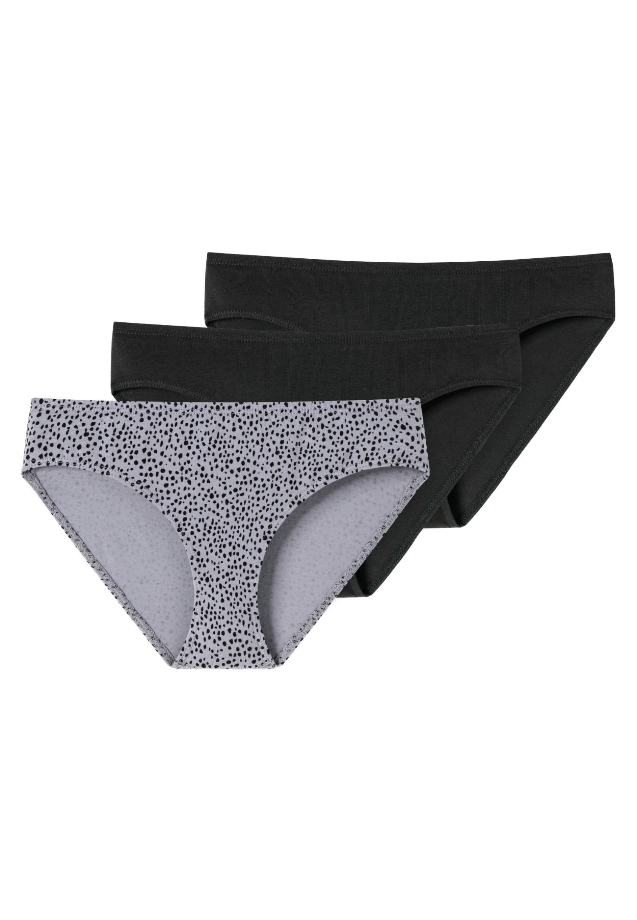 Schiesser Hüftslip 3er Schwarz-Grau-Mix Beinausschnitt Pack Cotton 3-St) Bequemer Organic Mit Girls (Spar-Set, - Teens Baumwolle softem Bund, Slip - 95/5