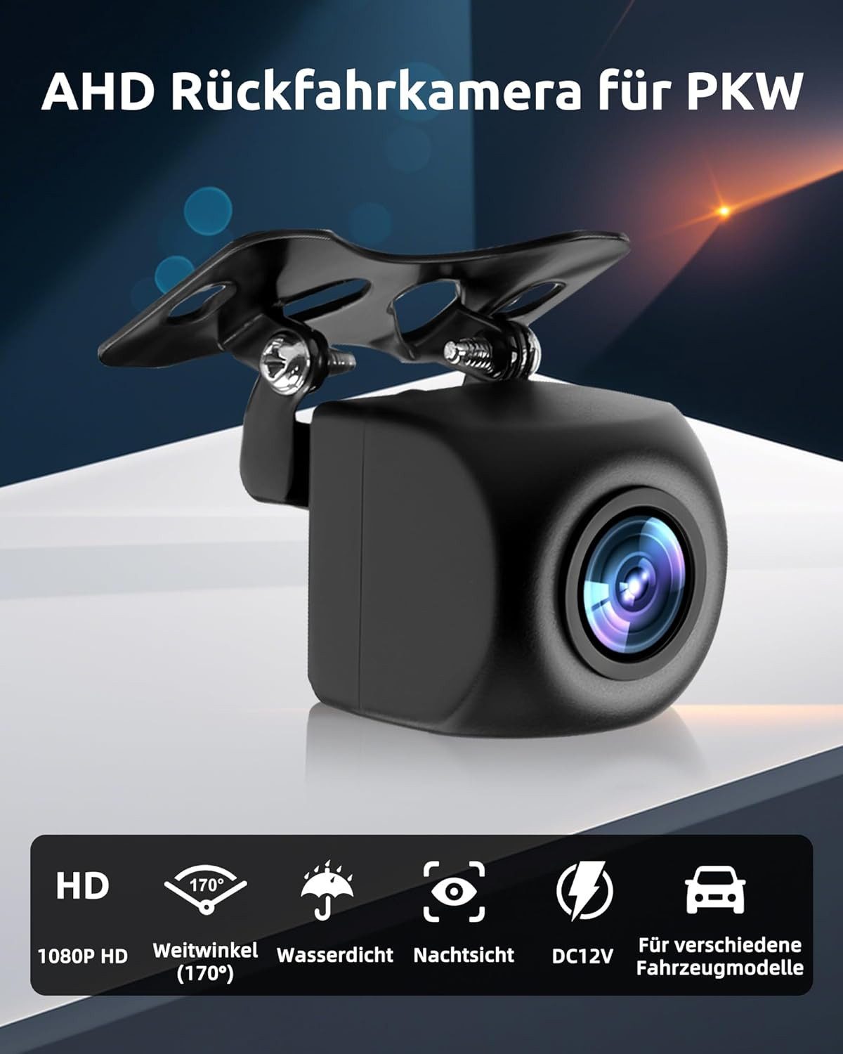 A-Sure 1080P AHD Auto Kamera HD Einparkhilfe IP68 Wasserdicht 170° Weitwinkel Rückfahrkamera (AHD, 1080P HD/IP68/170° Weitwinkel)