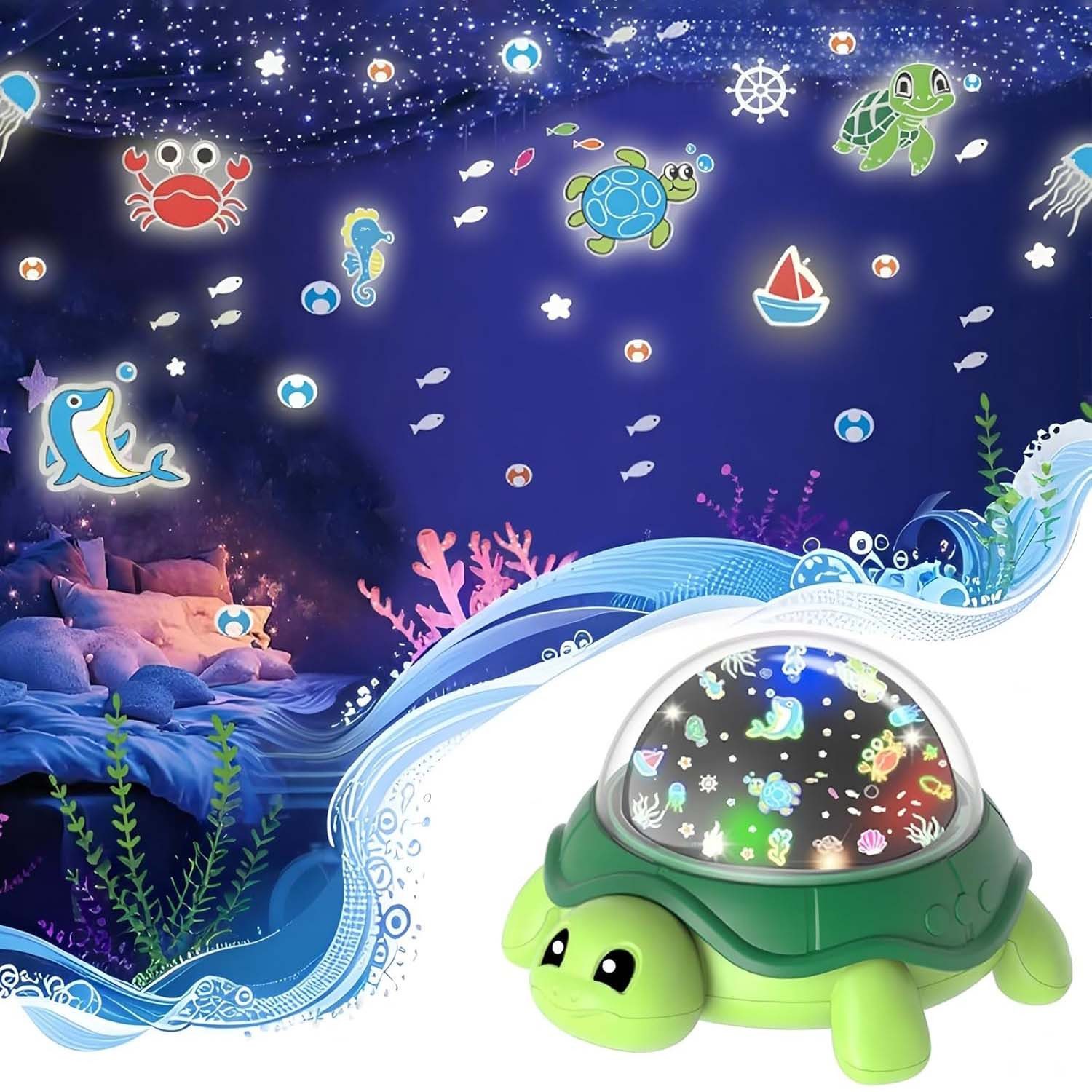VIVIHEYDAY LED Nachtlicht Kinder Sternenhimmel Projektor, Schildkröten Design Mit 5 Farben, Schlafumgebung Kinderzimmer Party Wohnheim Weihnachten
