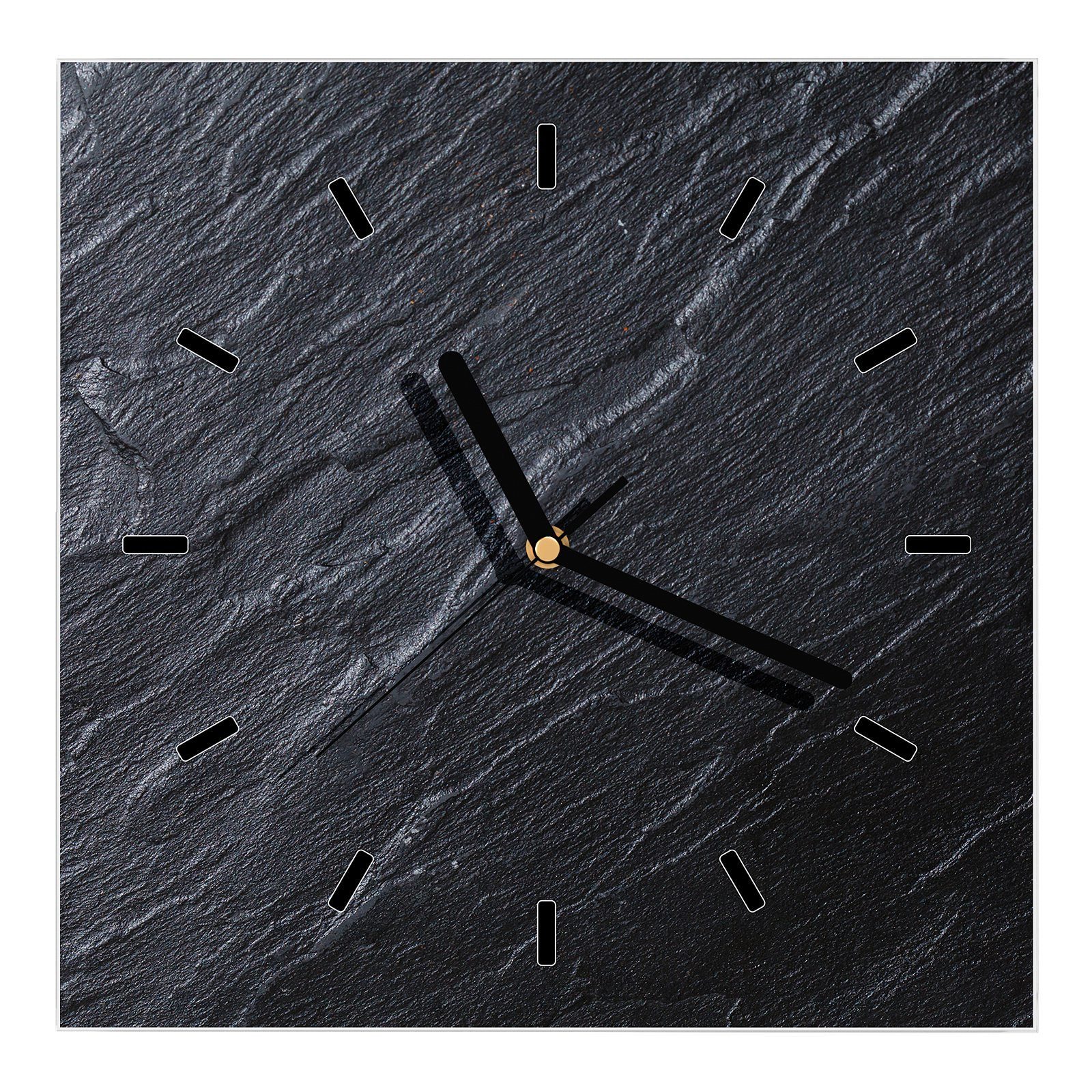 Primedeco Wanduhr Strukturen x Größe Wandkunst 30 cm mit Motiv Steinige 30 Wanduhr Glasuhr