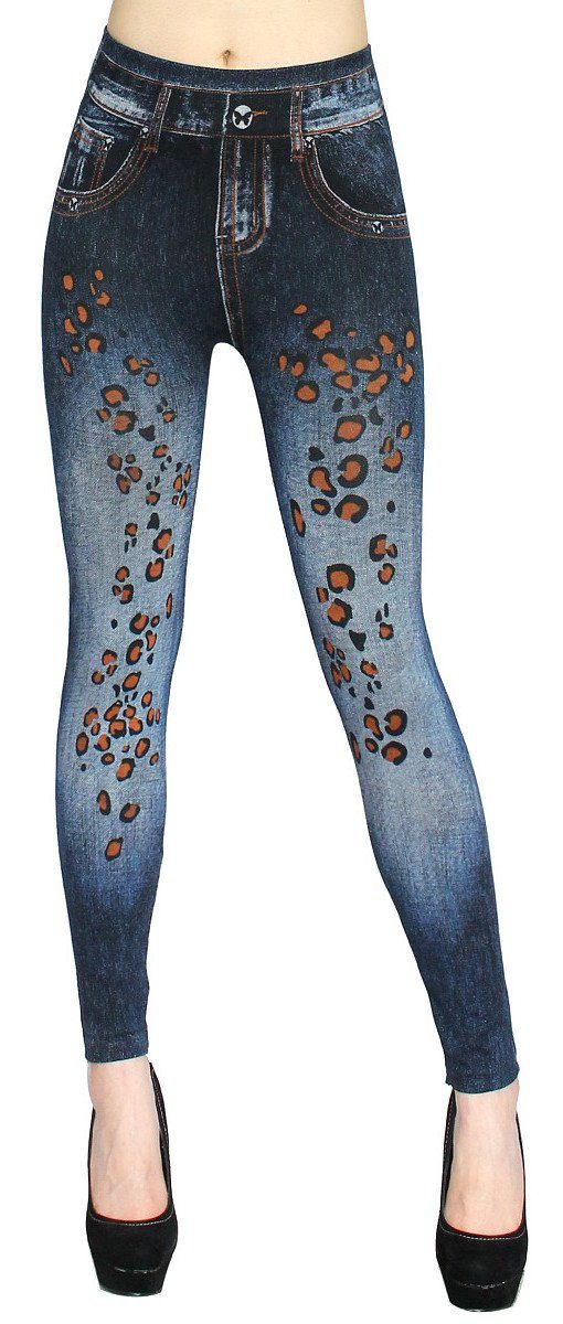 dy_mode Jeggings Damen Jeggings Leggings in Jeans Optik High Waist Jeansleggings Bequem mit elastischem Bund
