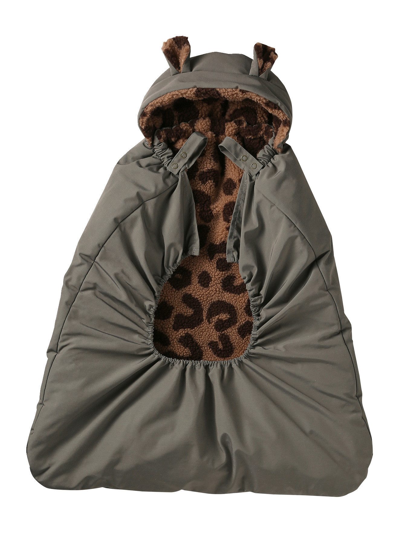 vertbaudet Babytrage Wintercover für die Babytrage mit Kapuze, Teddyfleece-Futter, Leopardenmuster