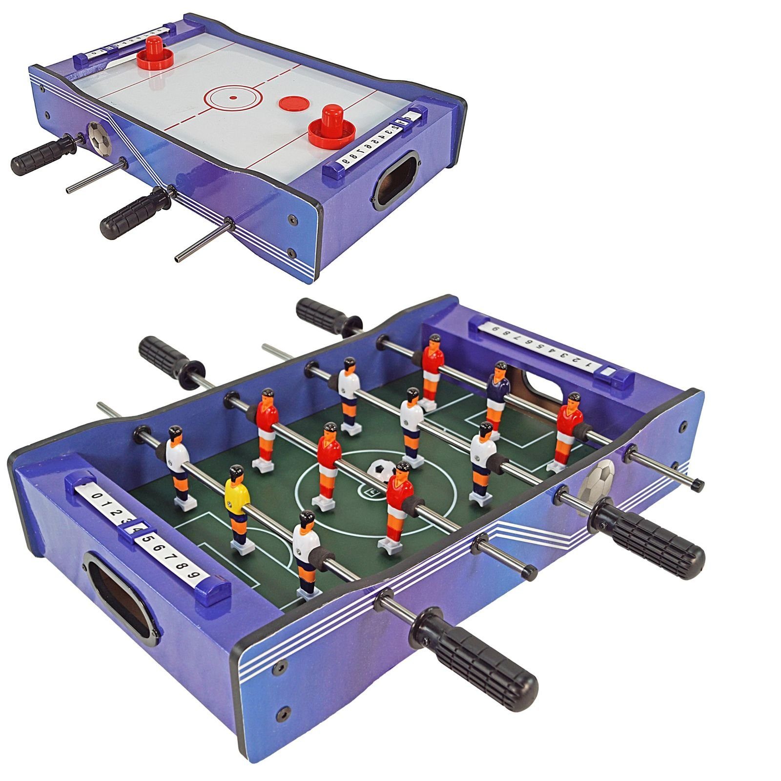 Best Sporting Mini-Tischkicker Mini Tischkicker 2 in 1 Fußball und Hockey I Kickertisch, mit 12 Spielern und 2 Bällen I Mini Football Game