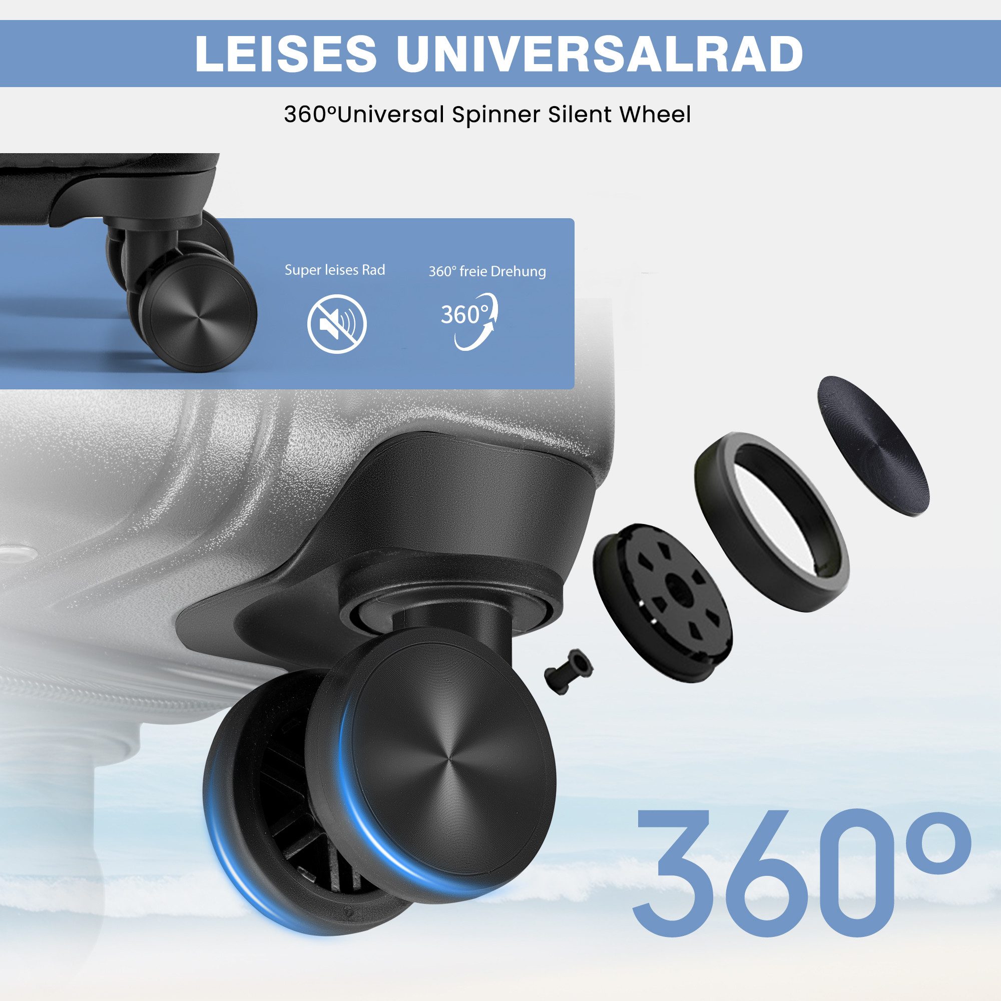 ChaCool Business-Koffer Trolleys mit Laptopfach, Leichter Rollkoffer aus ABS-Hartschale, 38×26×57.5 cm, 40L, Robustes und Leichtes Reisegepäck