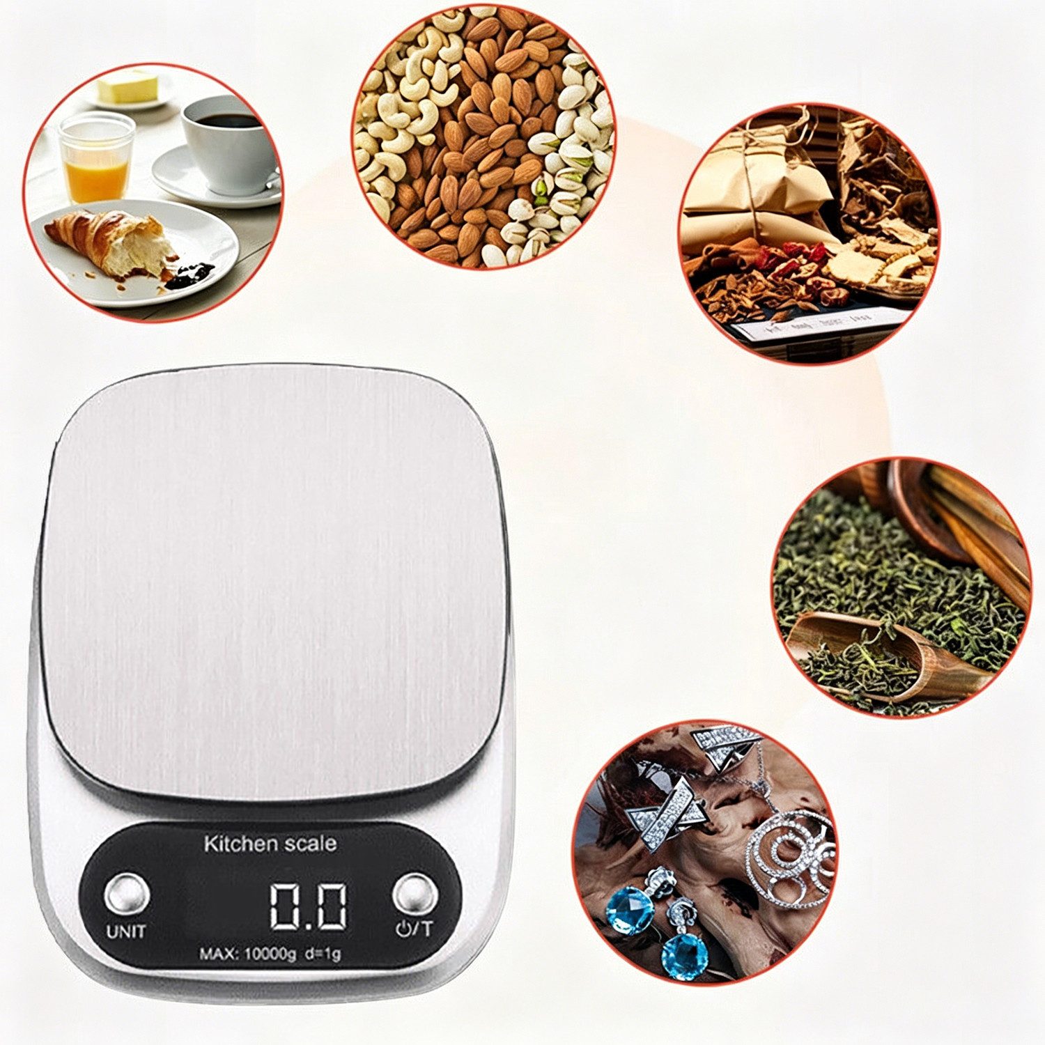 ibettertec Küchenwaage Lebensmittel Küchenwaage Digital Gewicht Gramm und Oz, LCD-Display, Küche Lebensmittelwaage 10kg/1g für Gewichtsverlust Diät Backen Koche – Bild 4 von 5