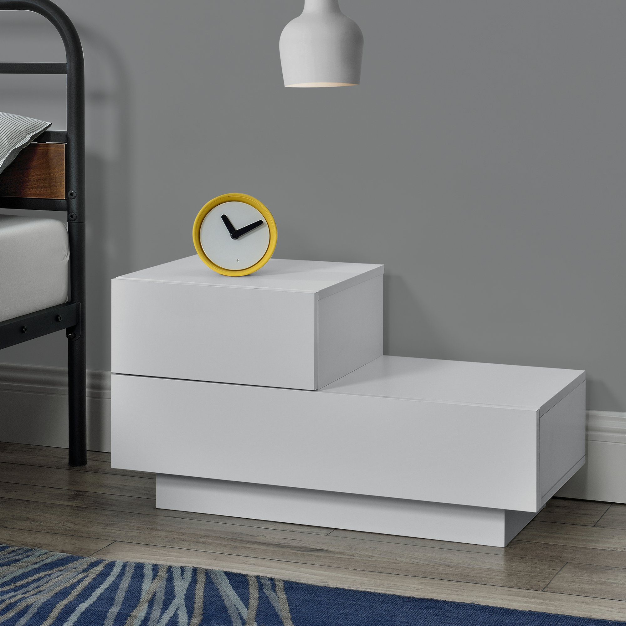 en.casa Nachttisch, »Sebokeng« Nachtschrank mit 2 Schubladen Weiß, matt günstig online kaufen