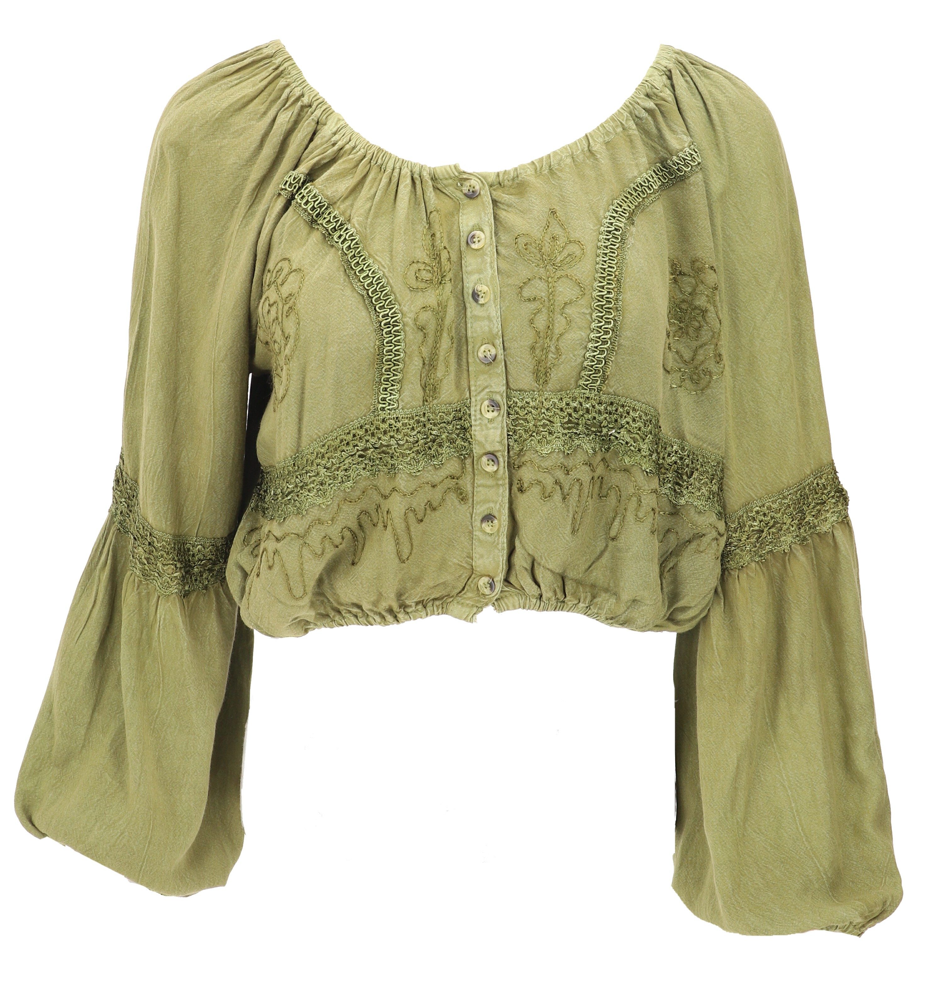 Guru-Shop Longbluse Bestickte indische Hippie Langarm Bluse, Boho.. alternative Bekleidung – Bild 3 von 5