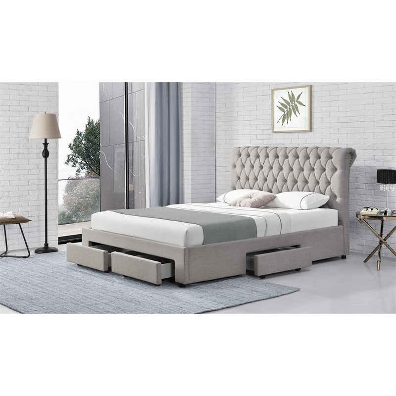 HTI-Line Bett Bett Claire 140 (Stück), Doppelbett mit Lattenrost und Schubladen