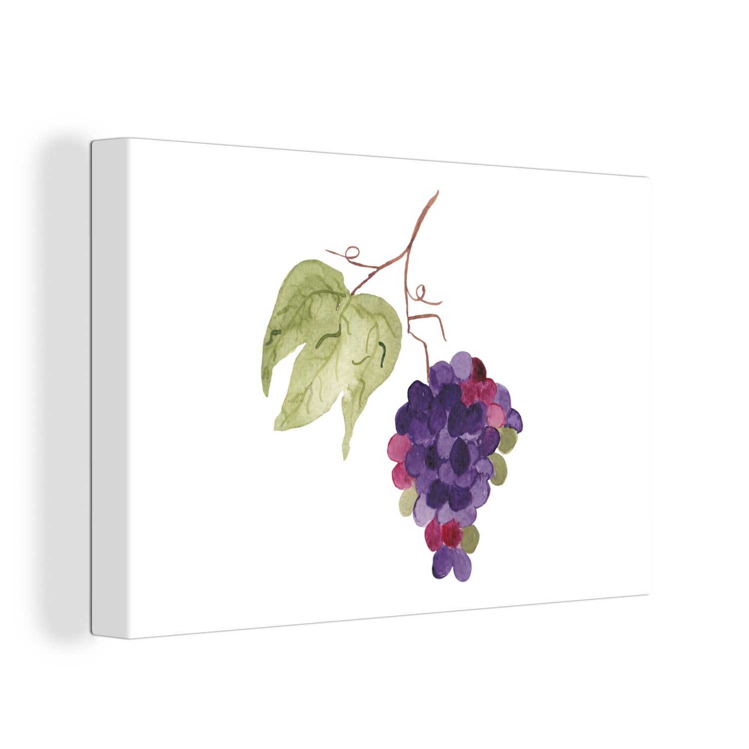 Aquarell, OneMillionCanvasses® - Weintrauben (1 Leinwandbilder, - cm Wanddeko, Wandbild Blätter St), Leinwandbild Aufhängefertig, 30x20