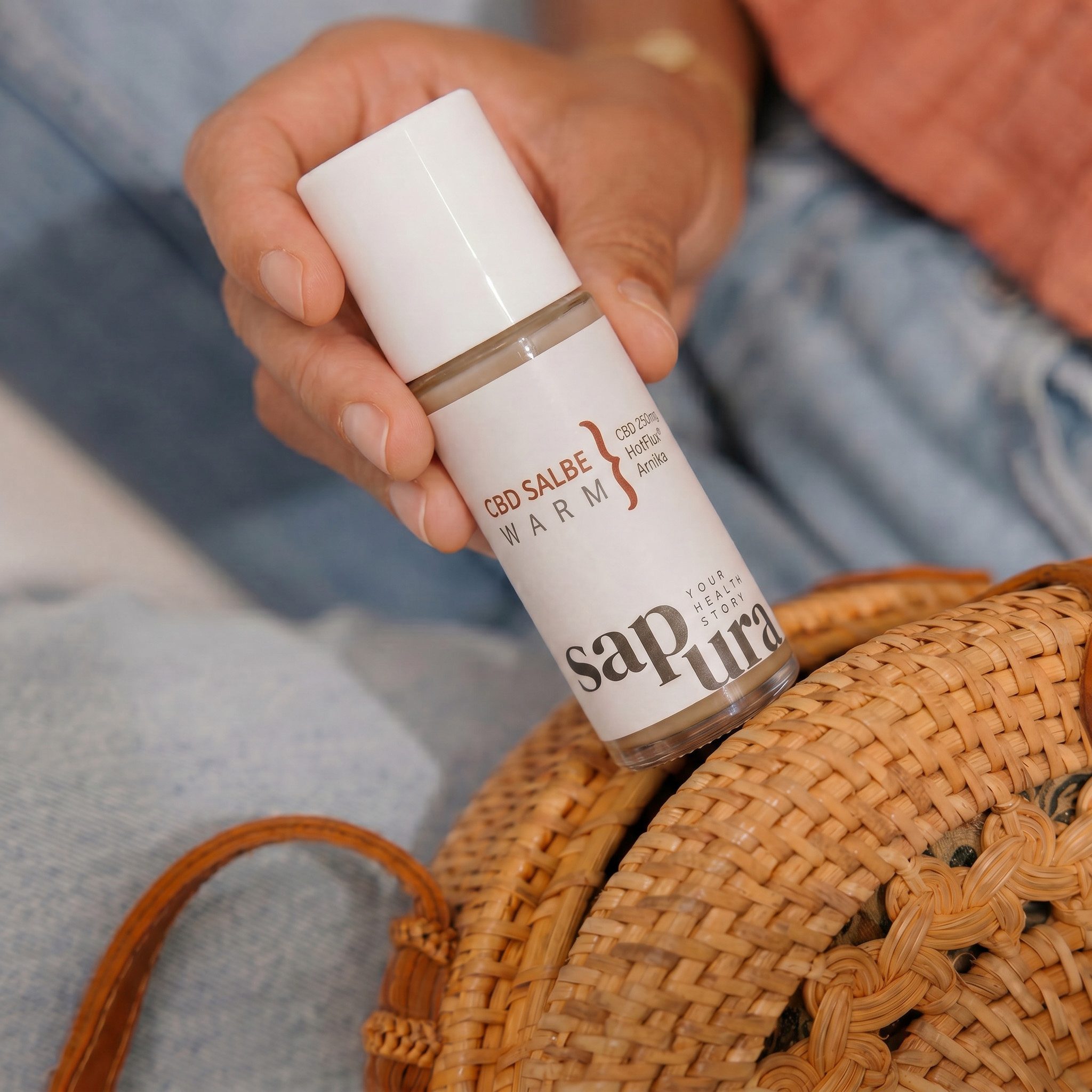 SAPURA Health Hautcreme CBD Schmerzsalbe Wärmegel Roll-On mit Arnika + Teufelskralle, 3-tlg.
