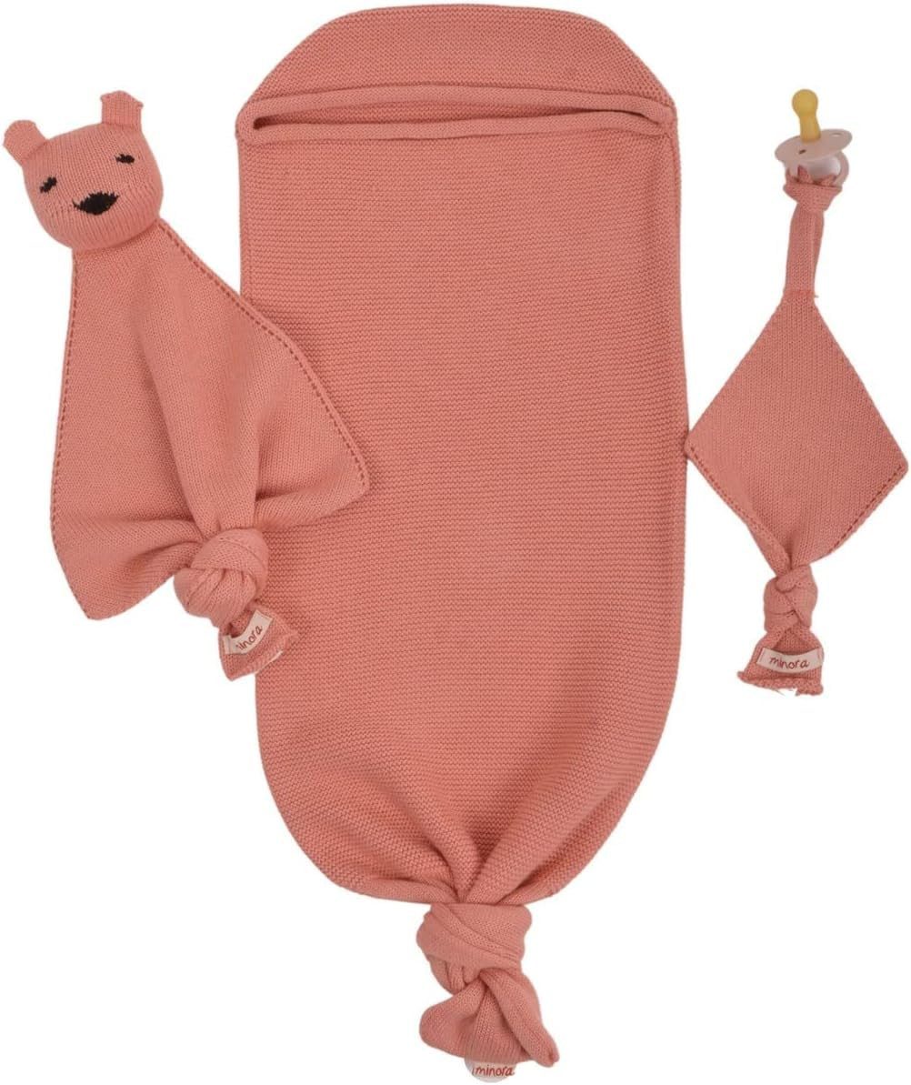 Babydecke Minora Baby Strickwaren Cocoon-Tedy Swaddle Set, 0-8 Monate, Minora