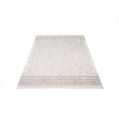 Teppich CLASICO 8931, Carpet City, rechteckig, Höhe: 11 mm, Kurzflor, Hochtief-Muster/ 3D-Effekt Rauten, Fransen, Wohnzimmer