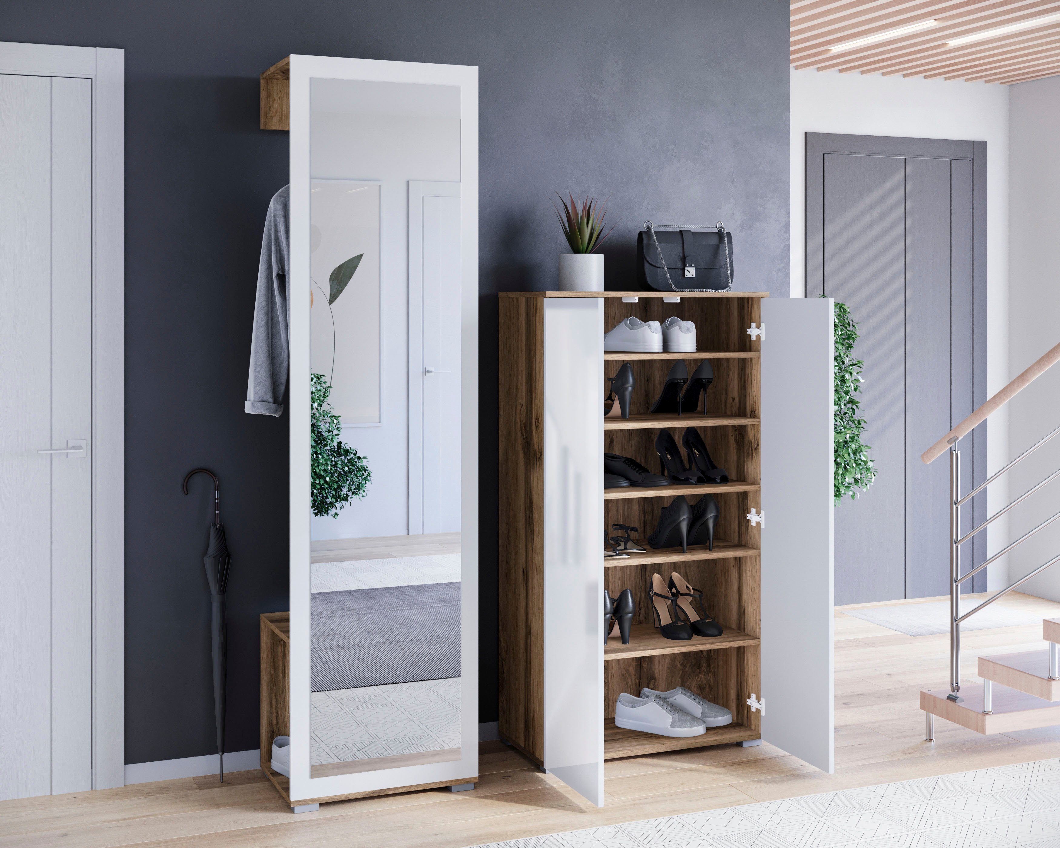 OTTO home Garderoben-Set PARIS/ TOKYO, (Komplett-Set, 2-St), Garderoben-Set Breite 130cm, moderne grifflose Flurmöbel Kleiderstange