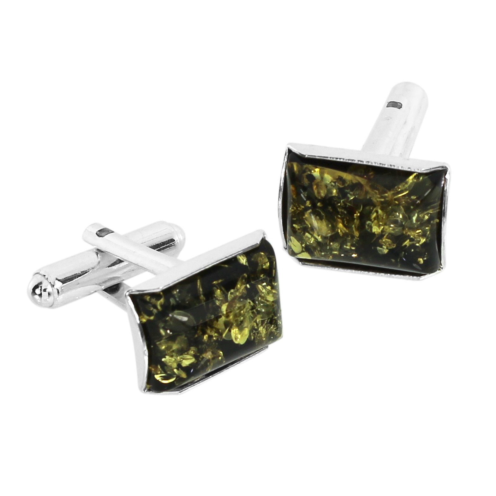 OSTSEE-SCHMUCK Manschettenknöpfe - Classic 14 x 10 mm - Silber 925/000 - Bernstein (2-Paar)