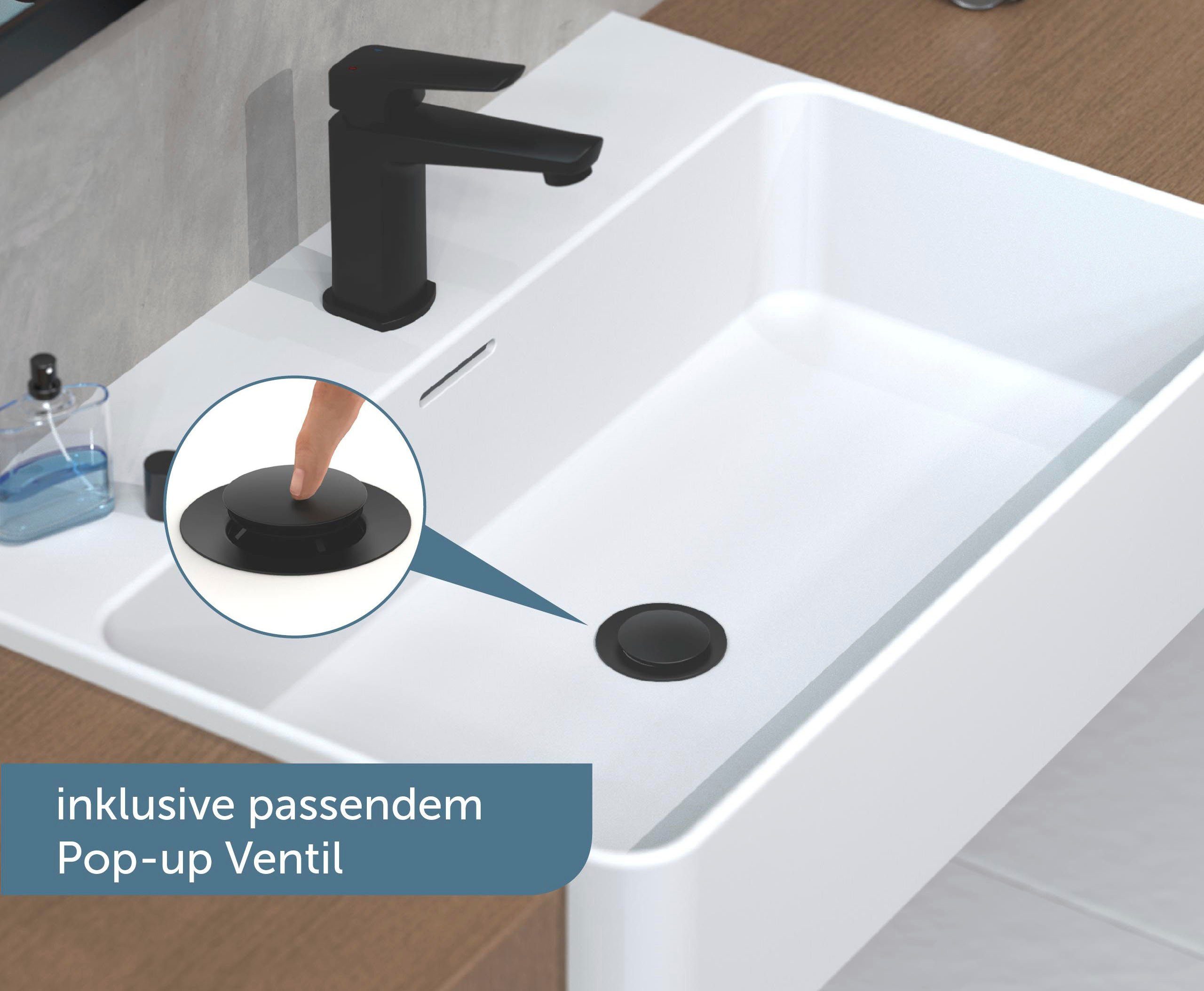 Schütte Waschtischarmatur RAVEN Wasserhahn mit Ablaufgarnitur, Mischbatterie mit Pop Up Abflussstopfen – Bild 4 von 5