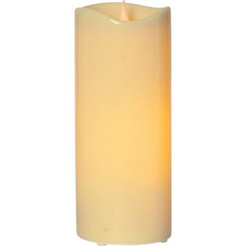 STAR TRADING LED-Kerze Stumpenkerze GRANDE XL Kunststoff flackernd H: 31cm für Außen creme
