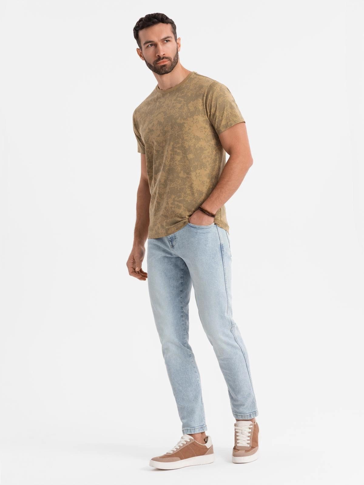 OMBRE Print-Shirt Gemustertes Baumwoll-T-Shirt für Herren mit kurzen Ärmeln