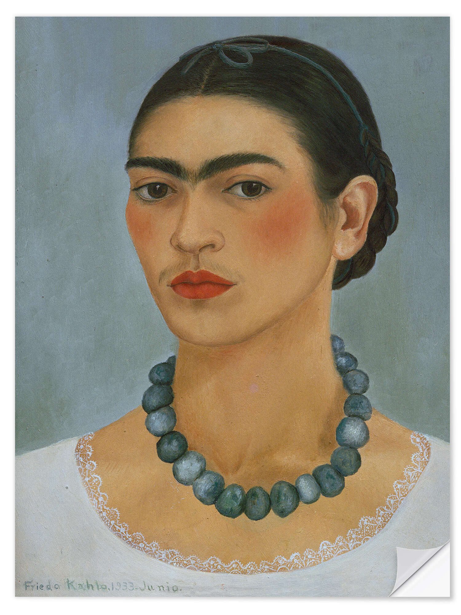 Posterlounge Wandbild Selbstbildnis mit Halskette, 1933, Frida Kahlo, erhältlich als Poster, Leinwandbild, Wandsticker oder Acrylglasbild