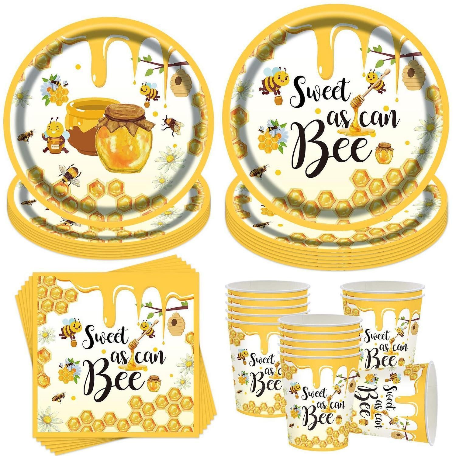 LuxusKollektion Pappteller Partygeschirr Set Bienen Deko, (1 St)