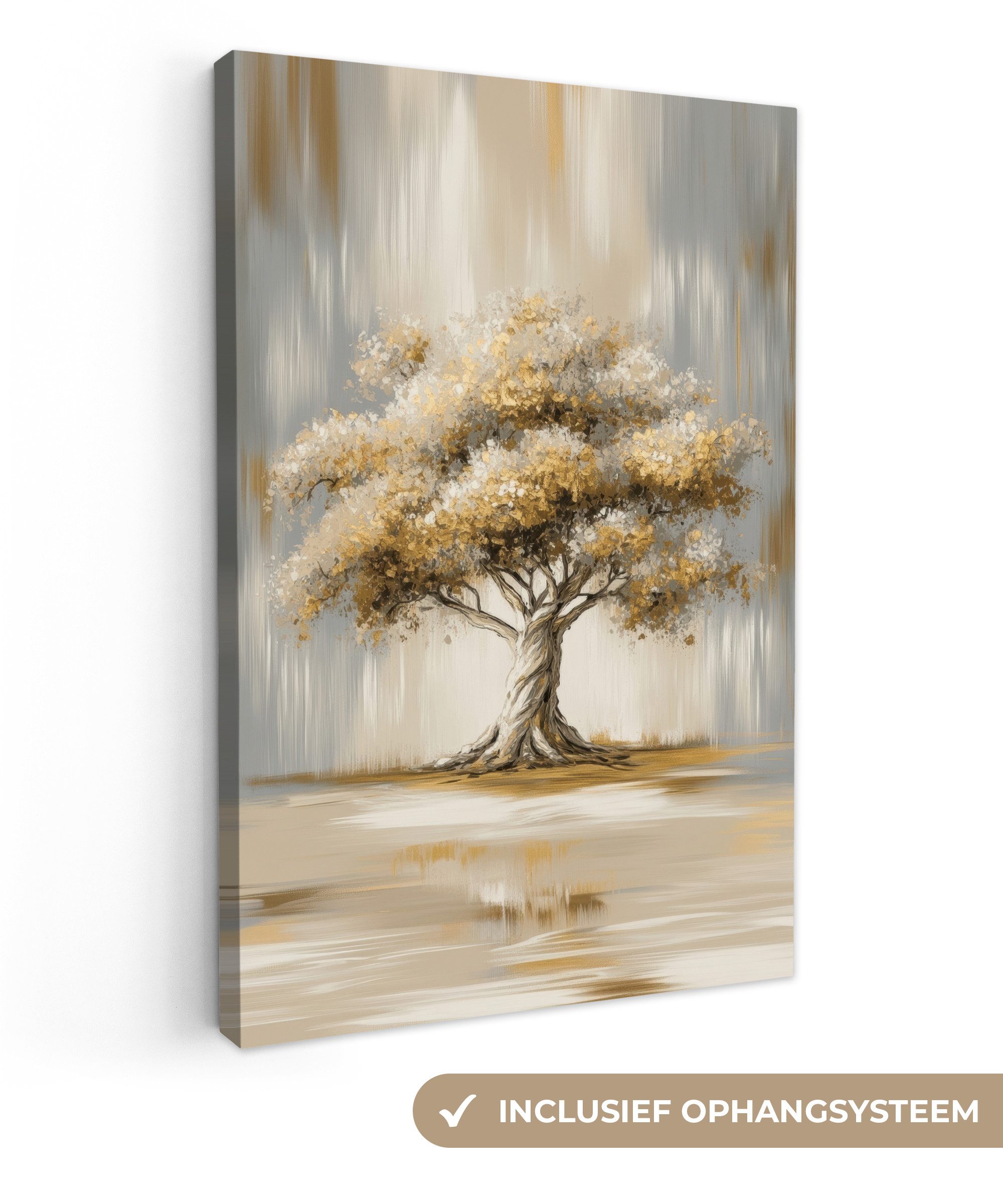 OneMillionCanvasses® Leinwandbild Baum - Blätter - Abstrakt - Weiß, Fotodruck (1 St), Leinwand Canvas Wandbild, Wanddekoration 20x30 cm
