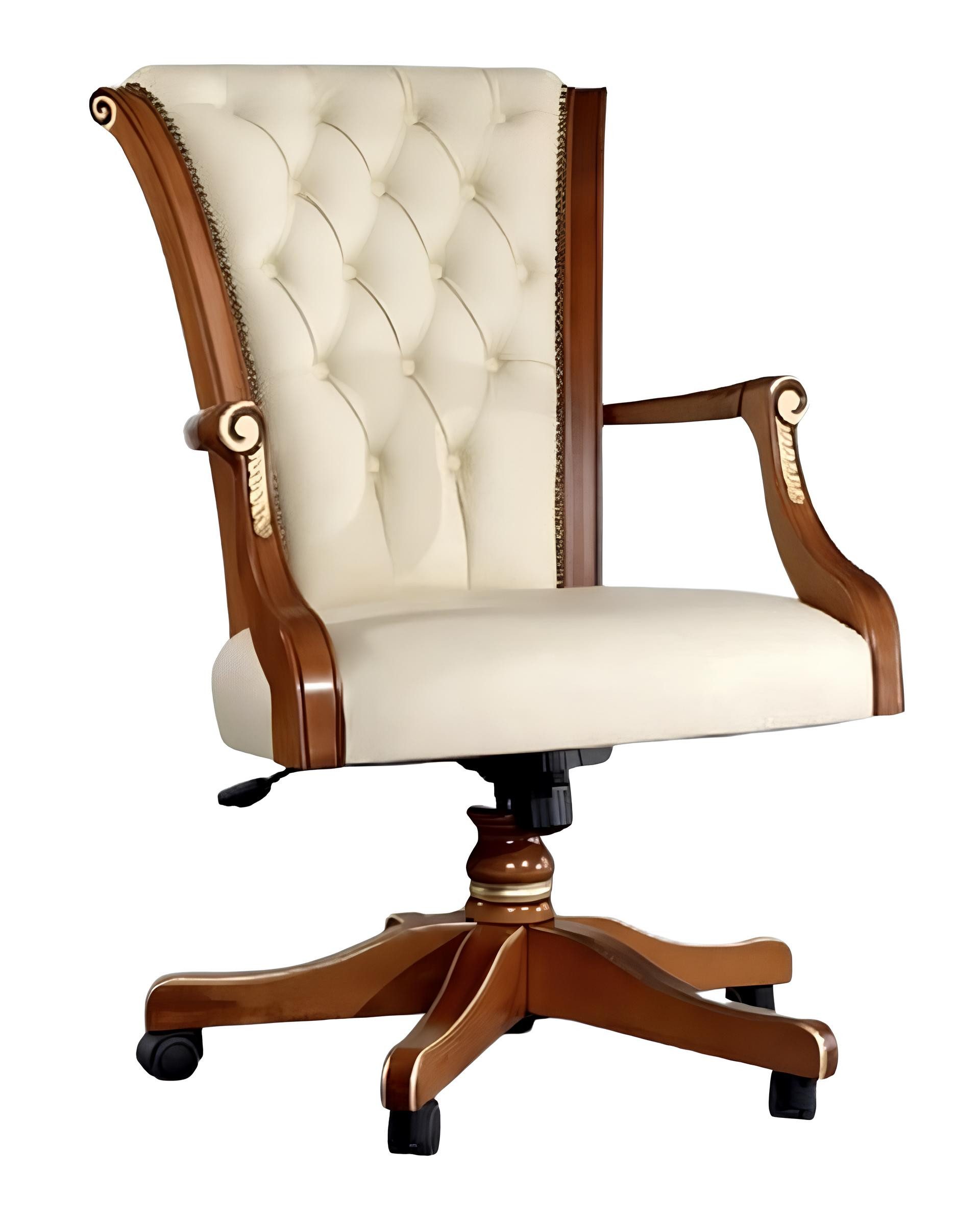 JVmoebel Bürostuhl Chefsessel Chesterfield aus Holz in stilvollem Design