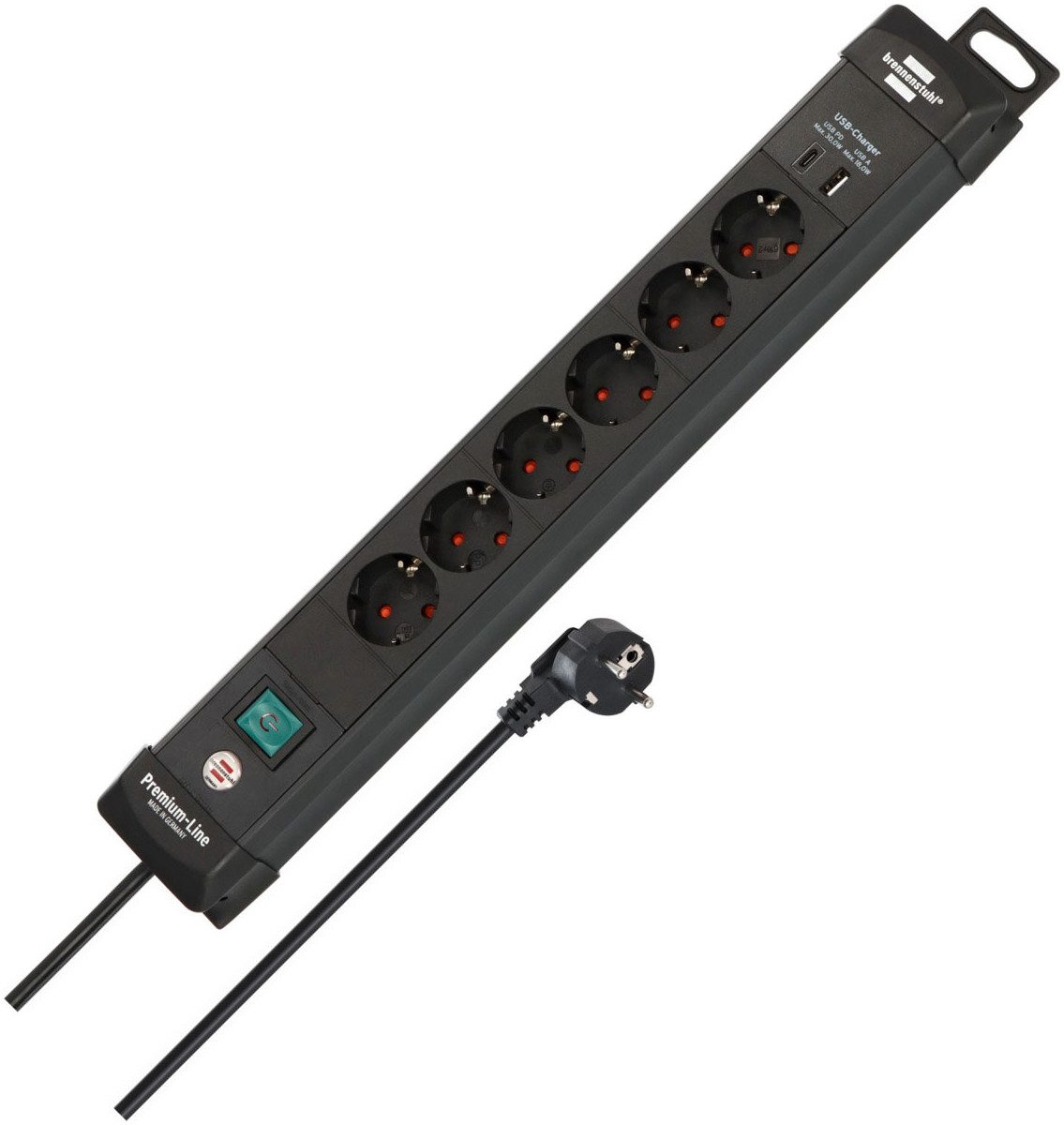 Brennenstuhl H05VV-F 3G1,5, 3 m Steckdosenleiste (Ein- / Ausschalter, USB-Anschlüsse, Kabellänge 3 m)