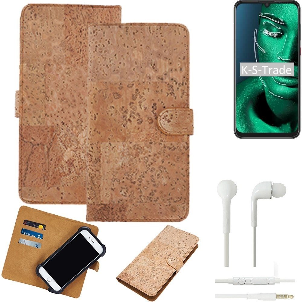 K-S-Trade Handyhülle für ZTE Blade 10, Hülle + in ear Kopfhörer Kork Handyhülle Cover - Schutzhülle