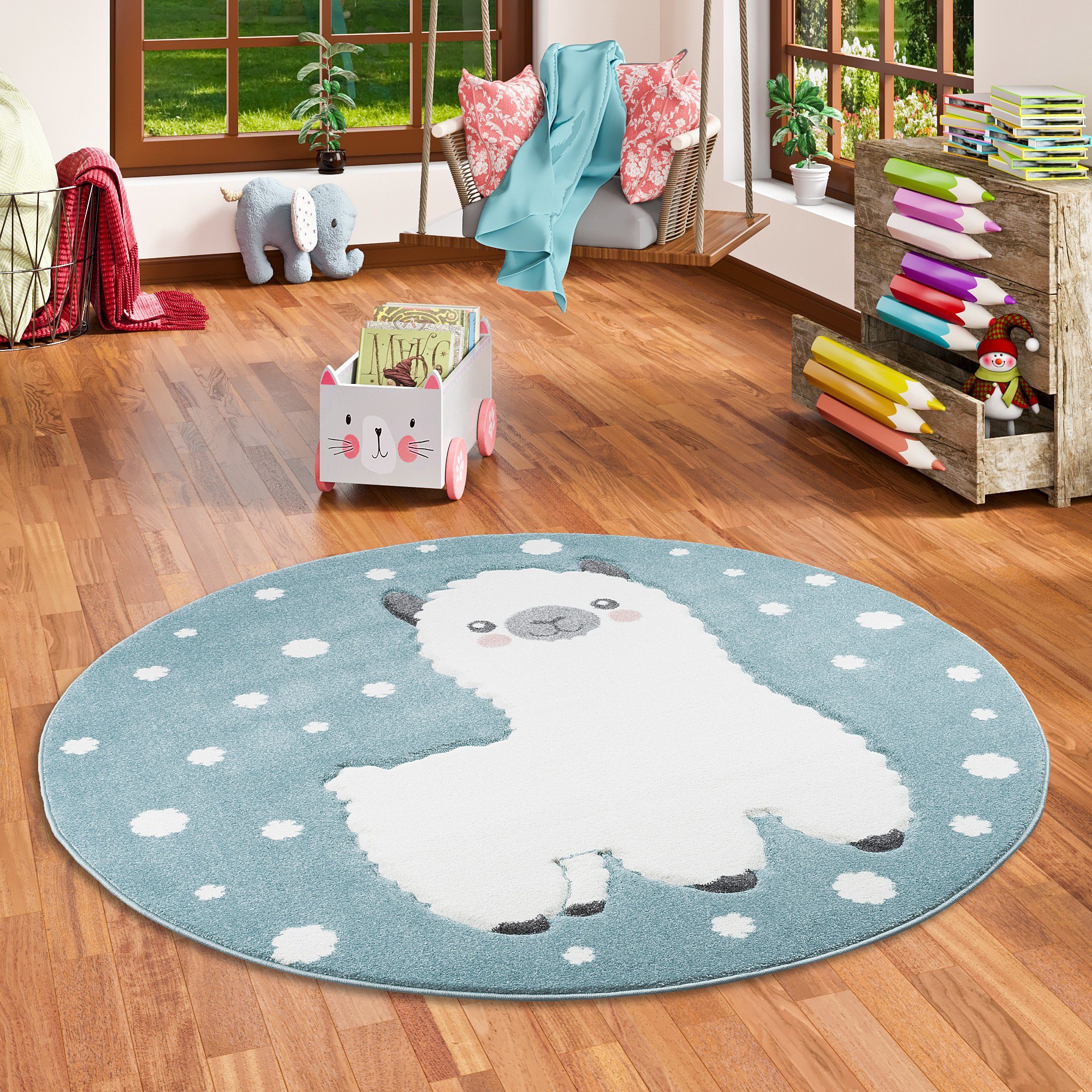 Pergamon Kinderteppich Kinder Teppich Maui Kids Alpaka Pastell Rund, Rund, Höhe: 13 mm